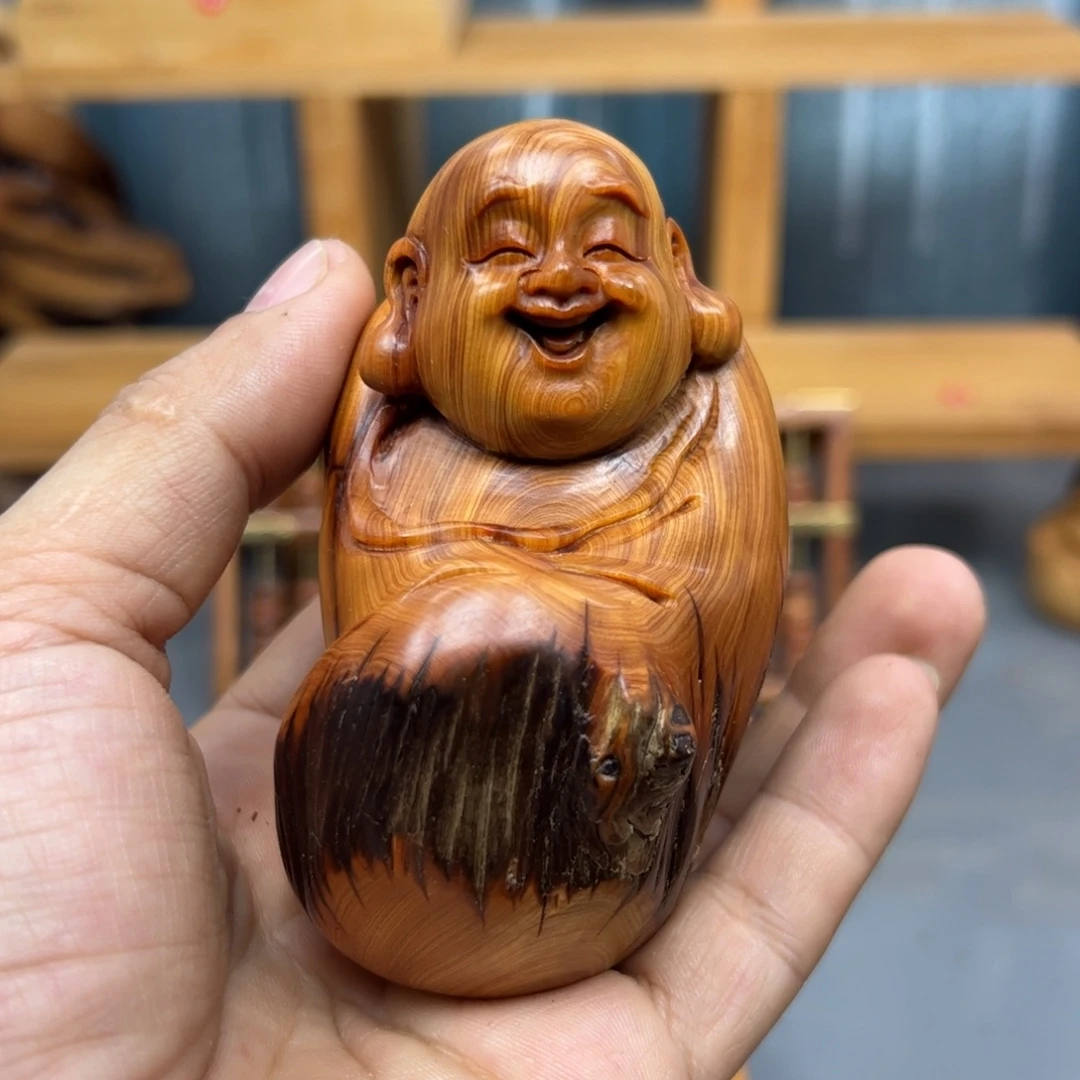 微***笑木崖柏木摆件手把件