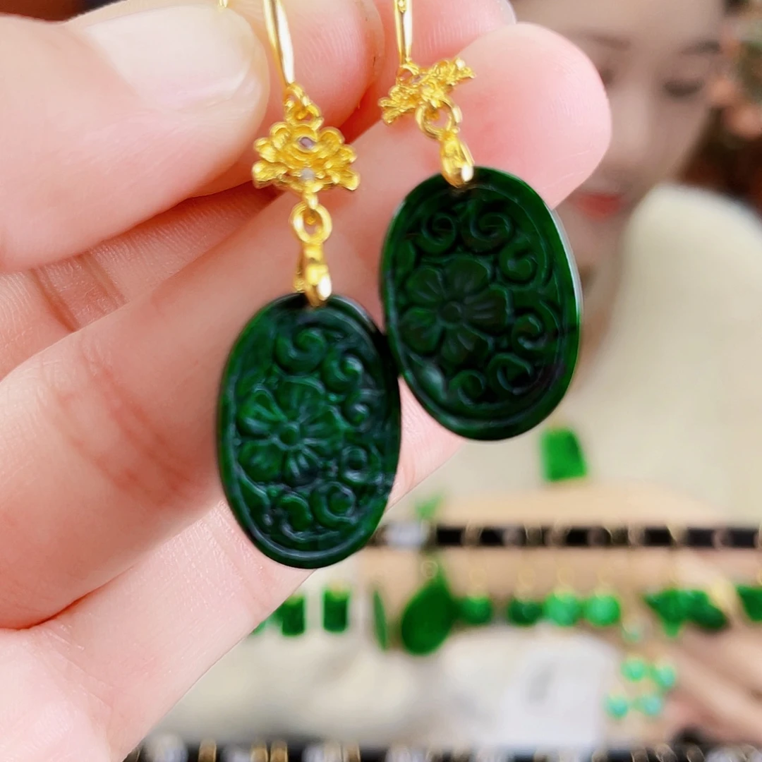 翡翠未镶嵌耳饰饰品