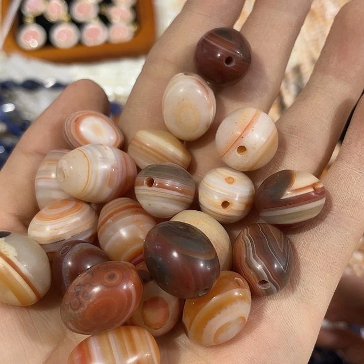 玛瑙/玉髓合金珠宝半成品3个玛瑙样板眼米珠
