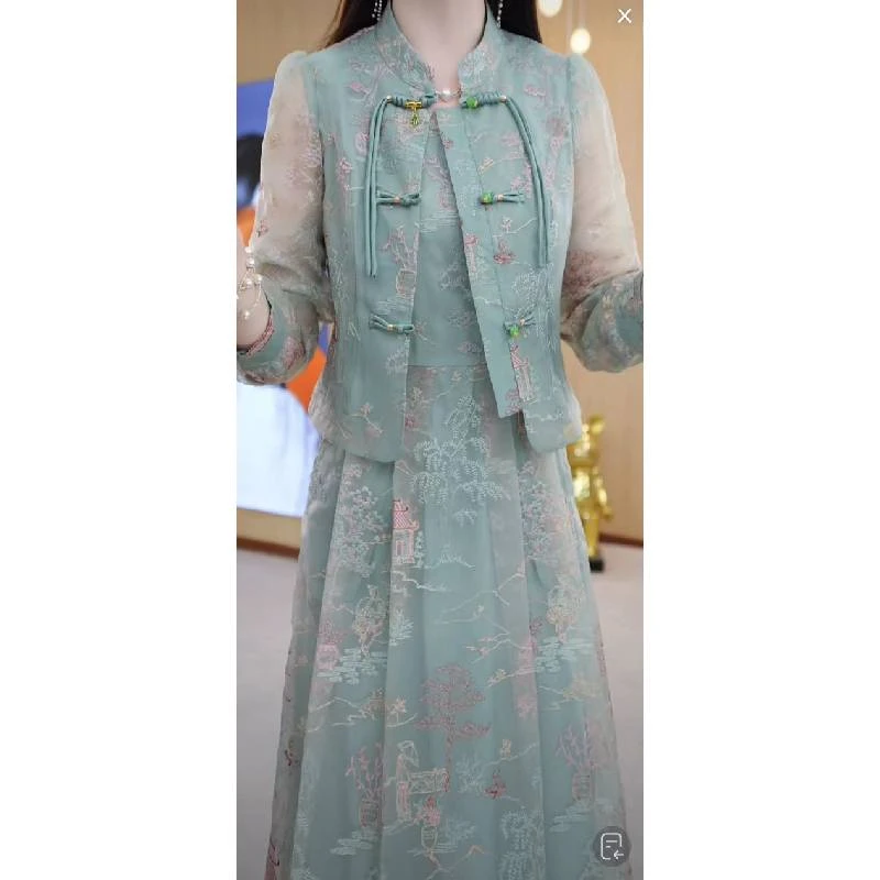 【两件套】春夏时尚新中式女神范套装裙子M-5XL
