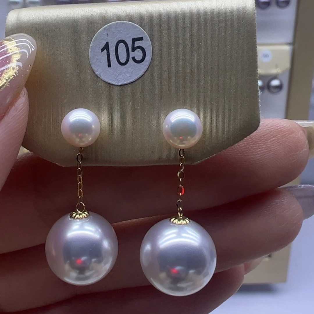 淡水珍珠耳饰18K金镶嵌