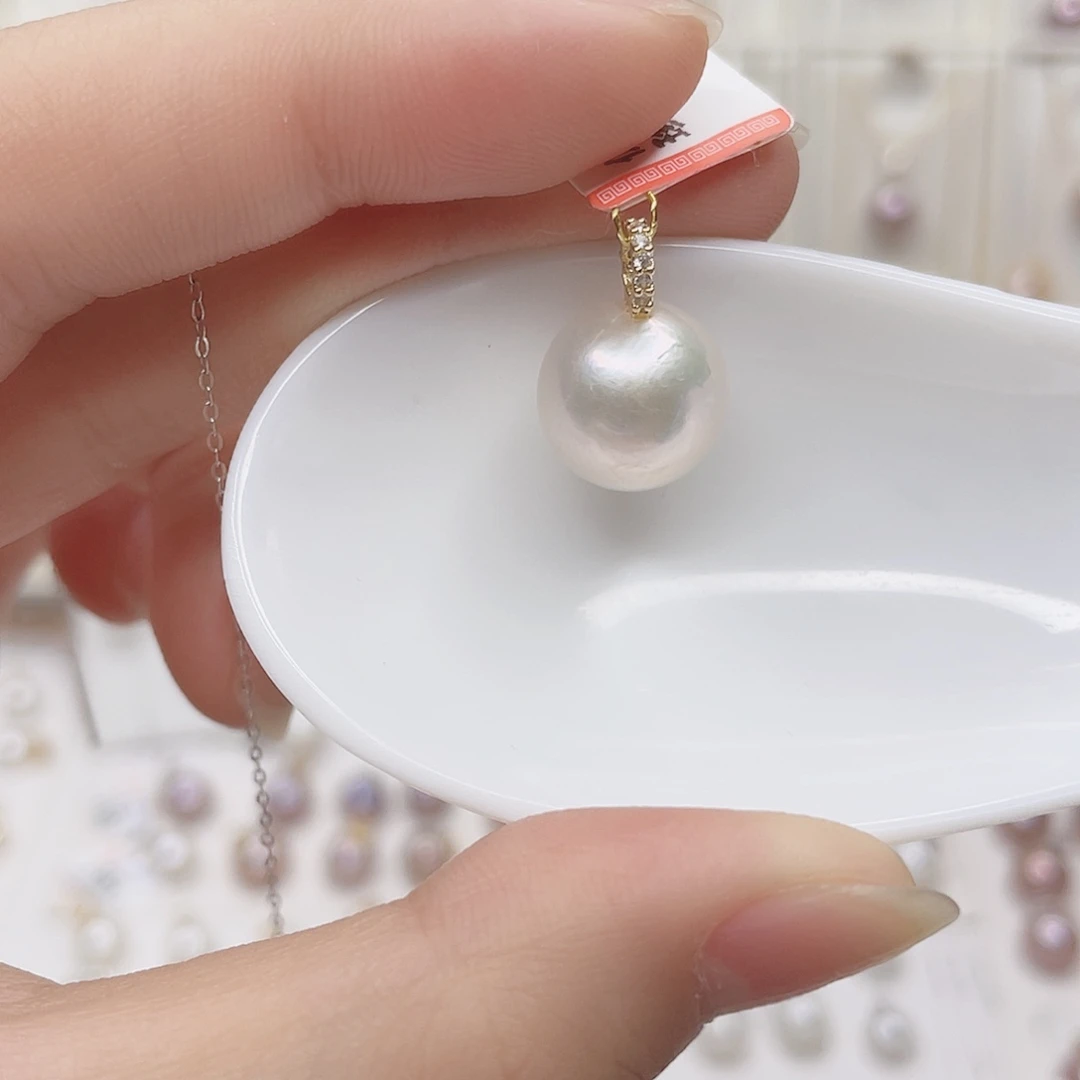 淡水珍珠银S925镶嵌吊坠(赠链)