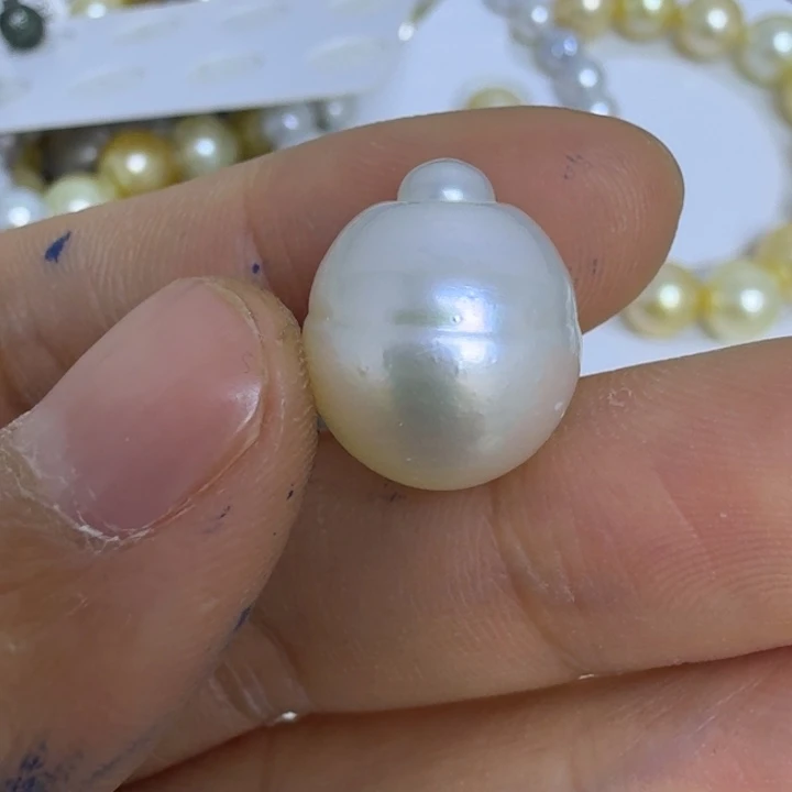 宸***麻颈饰银S925镶嵌海水珍珠