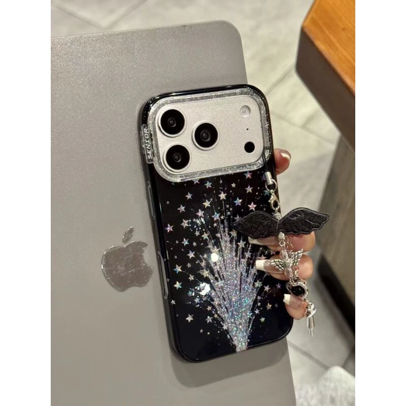 甜酷梦幻烟花绽放鎏金星星适用于iphone17promax苹果16p手机壳15p