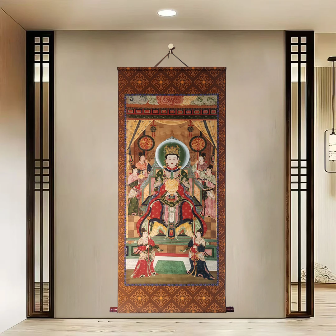 {碧霞元君]60x140cm国风卷轴描金装饰画