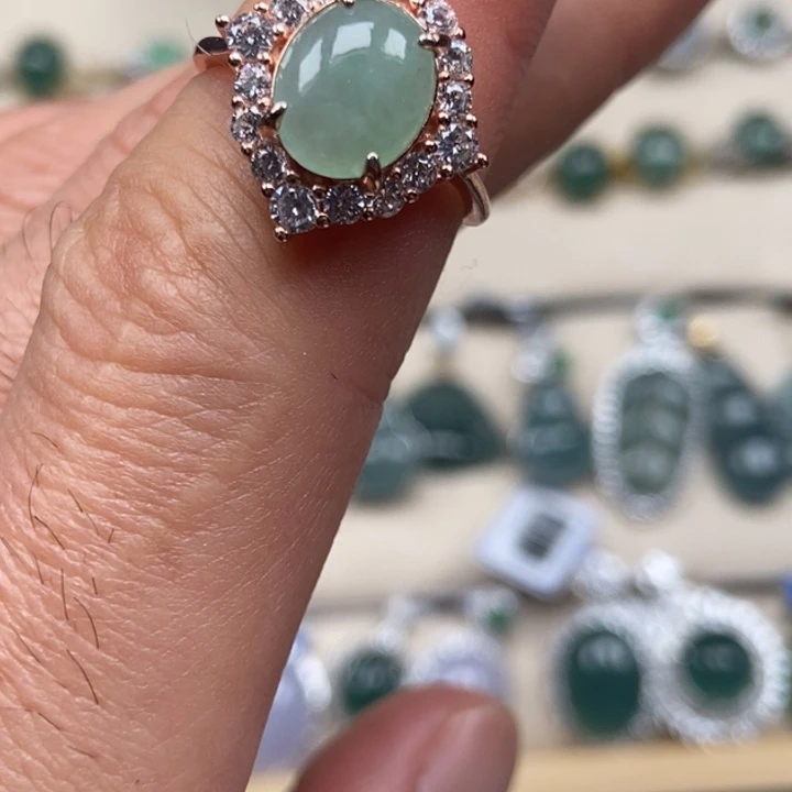 翡翠银S925镶嵌戒指
