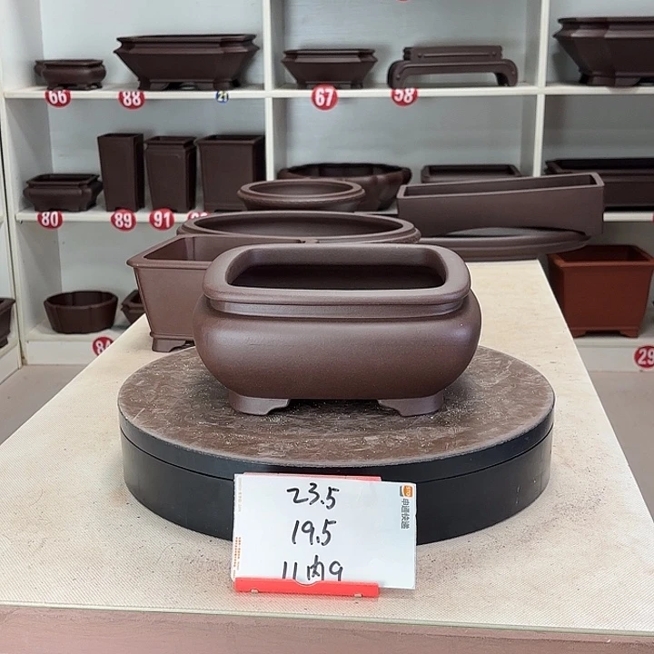 紫砂花盆束口四方大