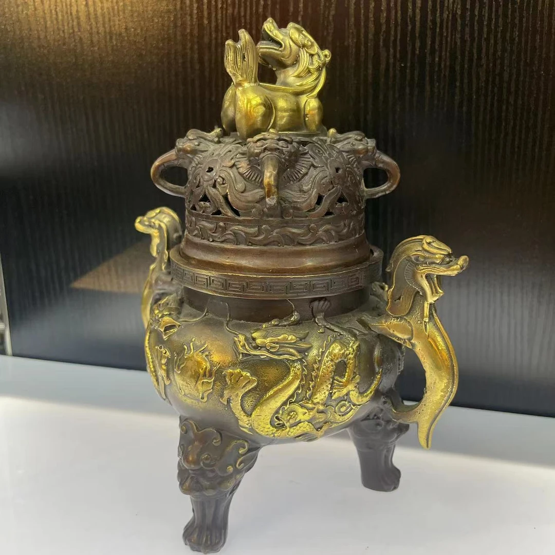 【闪购商品】精品双耳龙纹香炉铜器