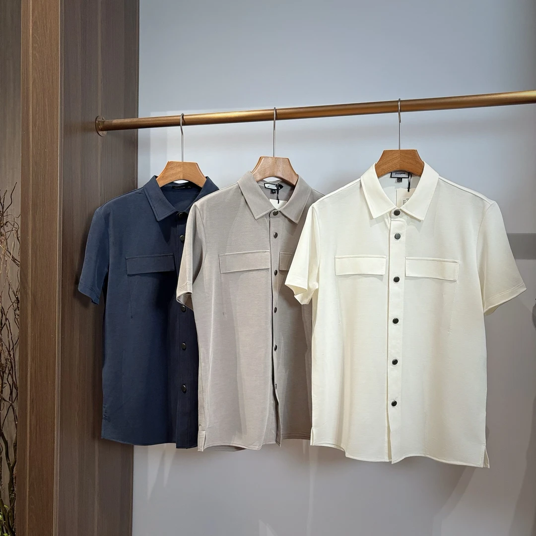 【566012-YL】高奢男装 2025夏款木代尔男士时尚百搭简约短袖衬衣