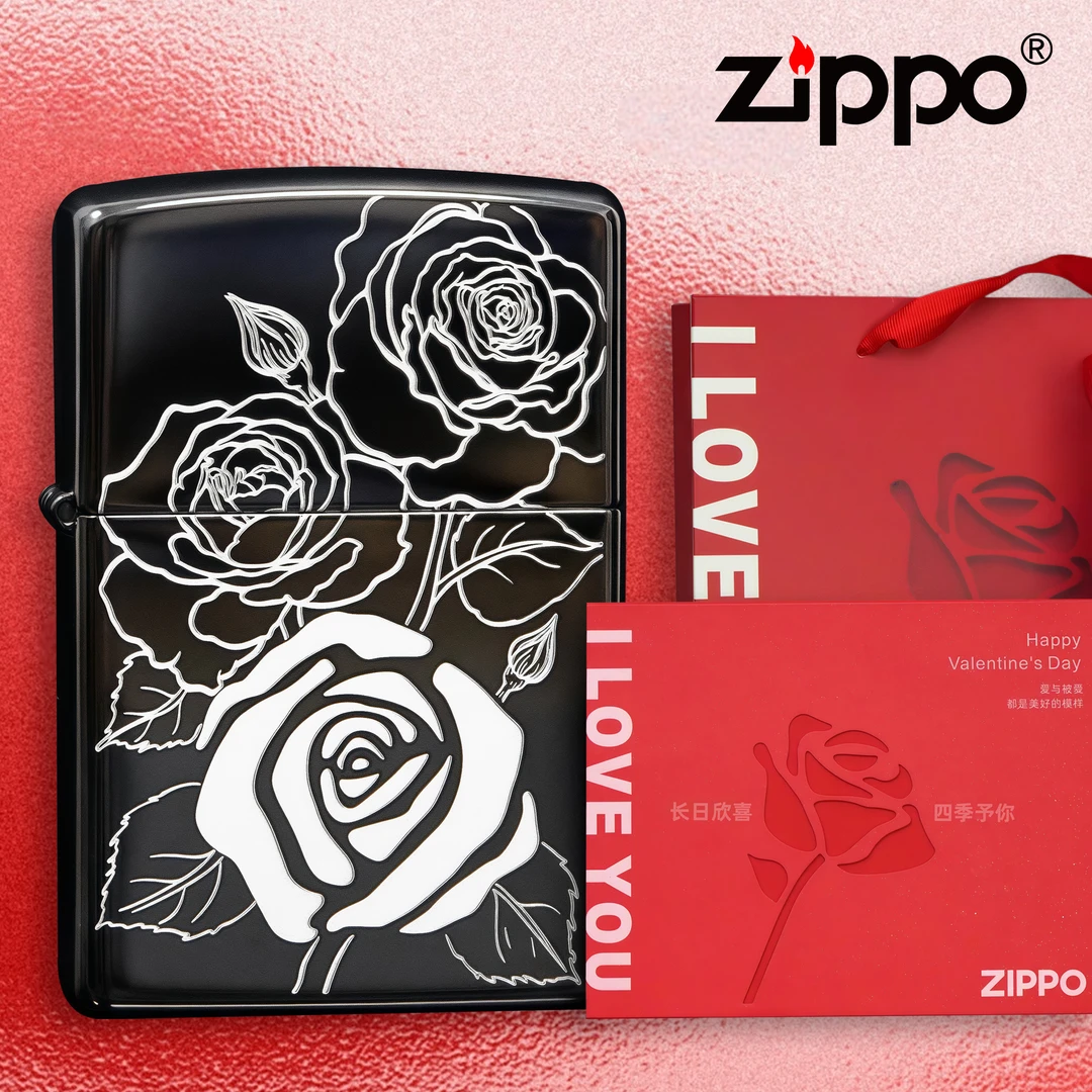 ZIPPO/之宝黑冰暗影玫瑰 镂空礼盒装送礼情人节打火机男定制礼物