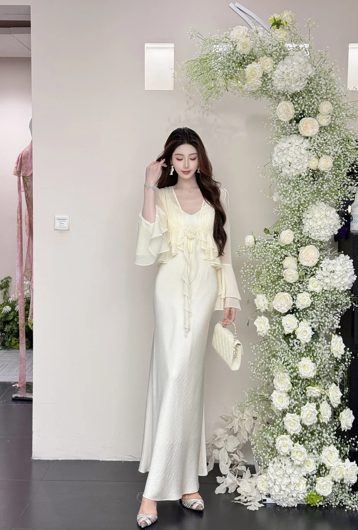【净白琉彩】心态 法式时尚套装裙子连衣裙白色欧若智性风