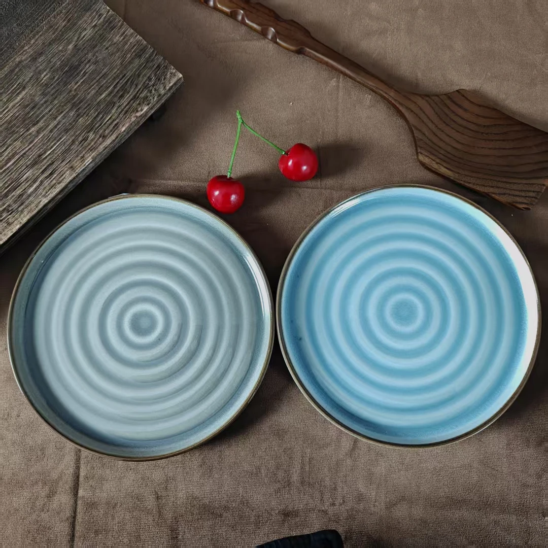 456陶瓷螺旋纹小盘组合8寸意面早餐盘早餐盘陶瓷餐具 微瑕