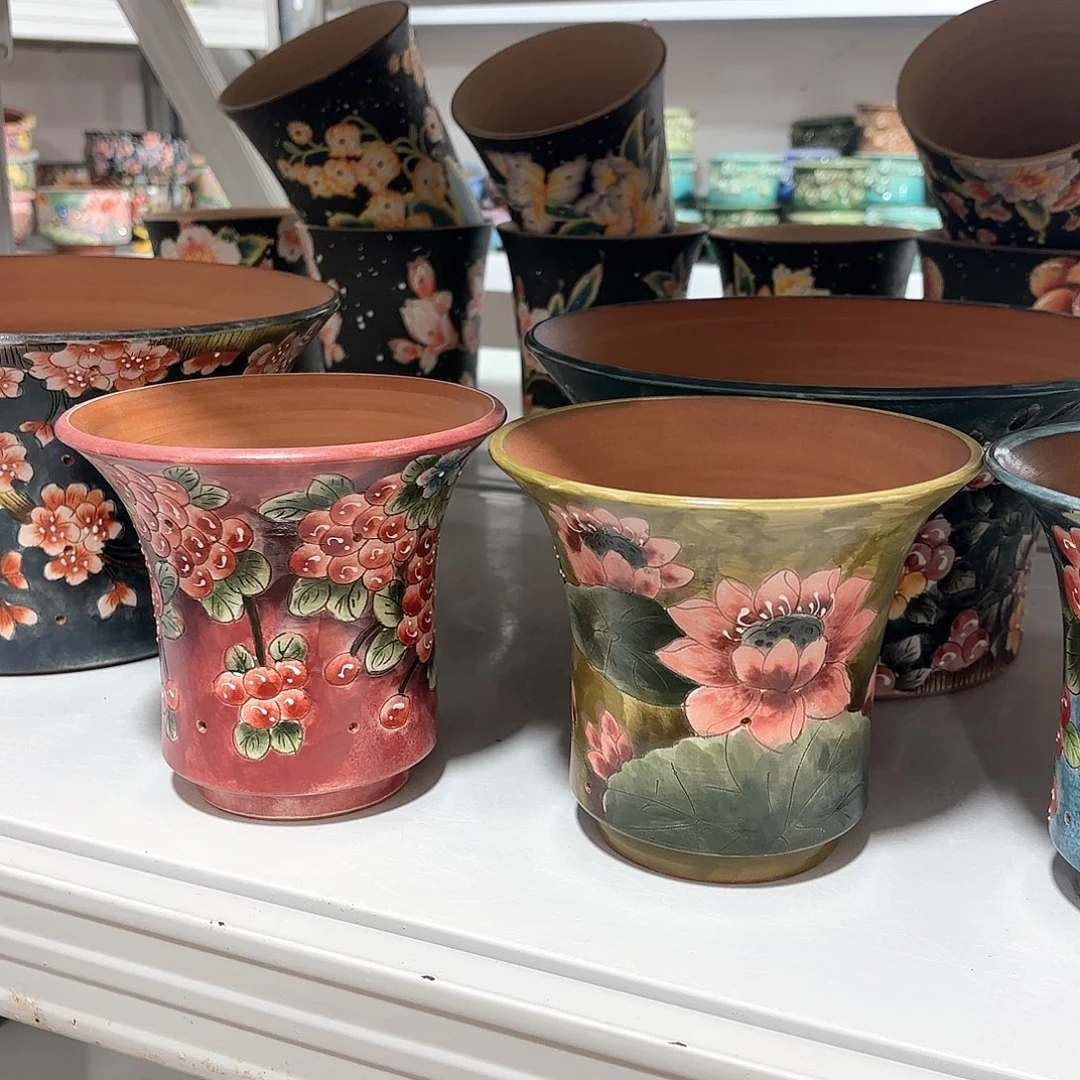 紫砂花盆?****人手工花盆默认微瑕