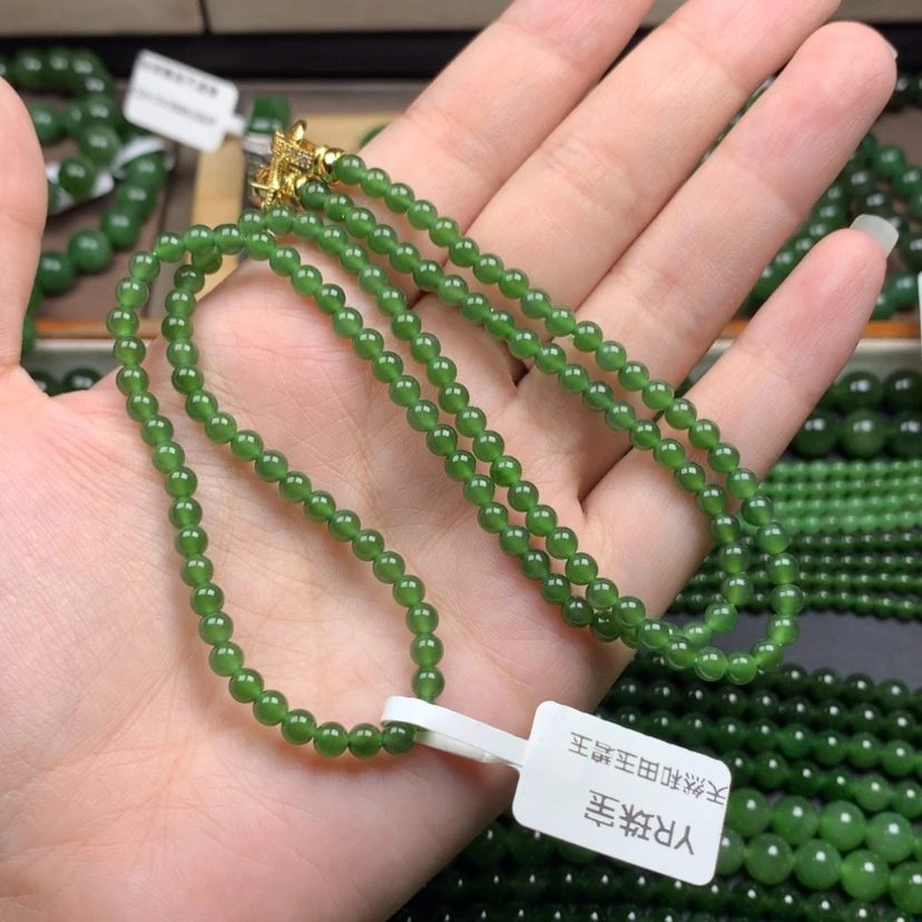 【闪购商品】颈饰未镶嵌和田玉（碧玉）4m冰阳绿无黑