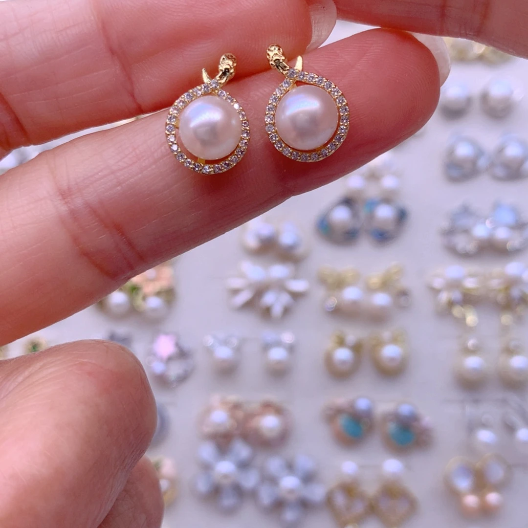 合金淡水珍珠耳饰