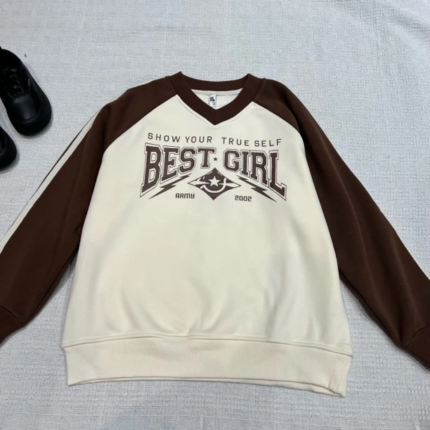 16702高端潮流时尚百搭休闲加绒针织拼色卫衣B12-3-1