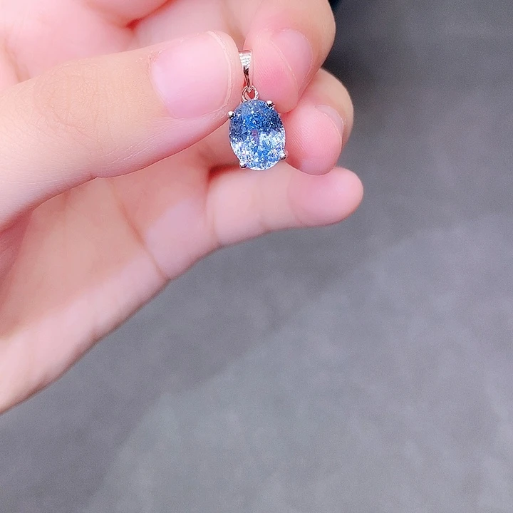 银S925镶嵌颈饰海蓝宝石