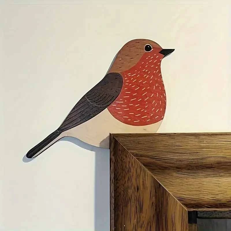 木质新款可爱装饰门框插座创意彩色小鸟门顶摆件装饰家居园艺装饰
