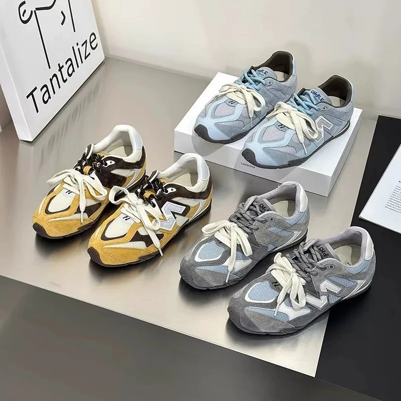 【WJ专属】跟高4cm双鞋带运动阿甘鞋女2025春夏新款休闲德训鞋子