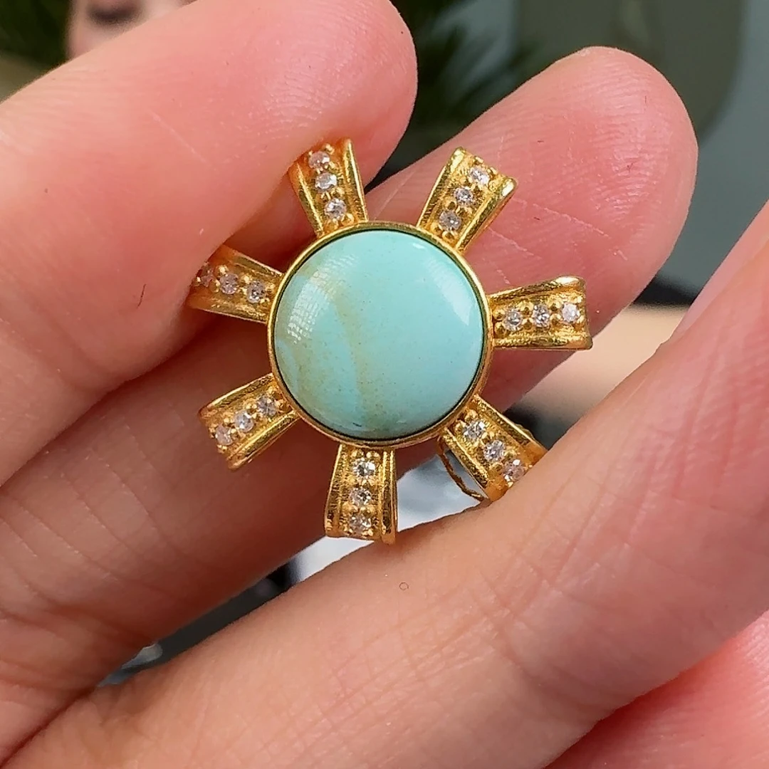 绿松石珠宝奇石18K金镶嵌