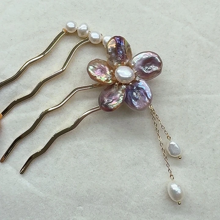 淡水珍珠发饰银S925镶嵌