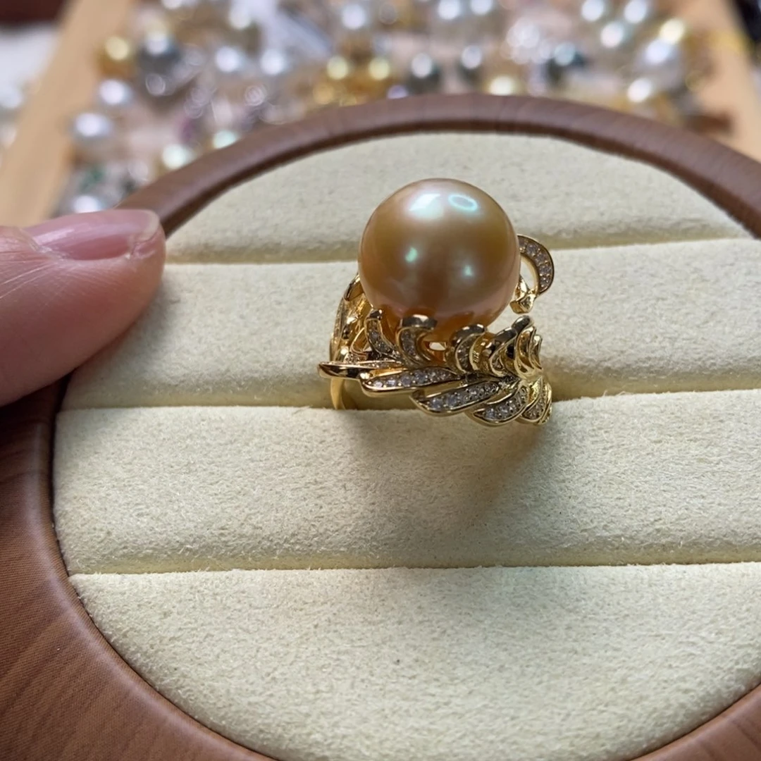 海水珍珠戒圈银S925镶嵌