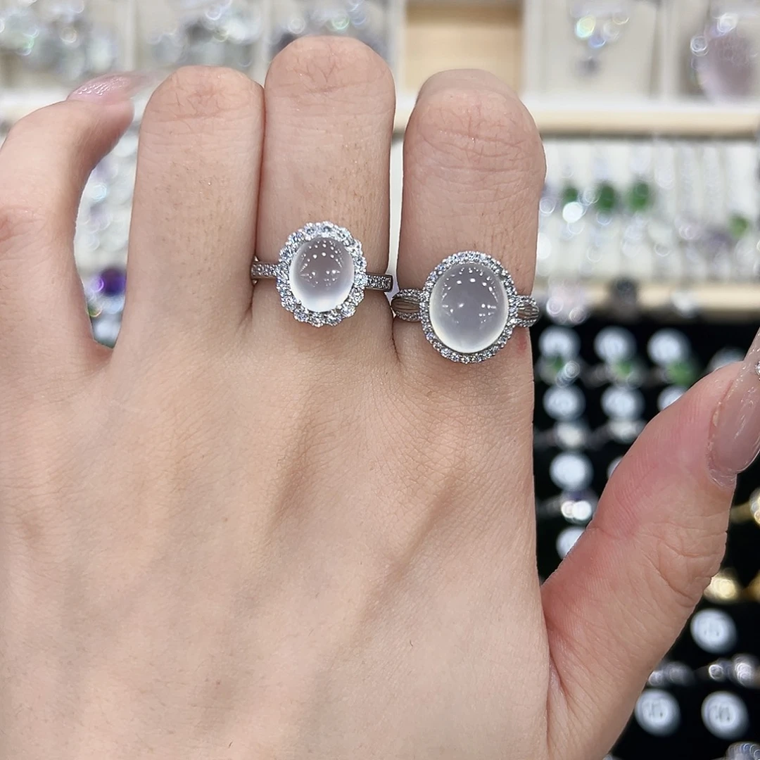 甜***～岫玉银S925镶嵌戒指