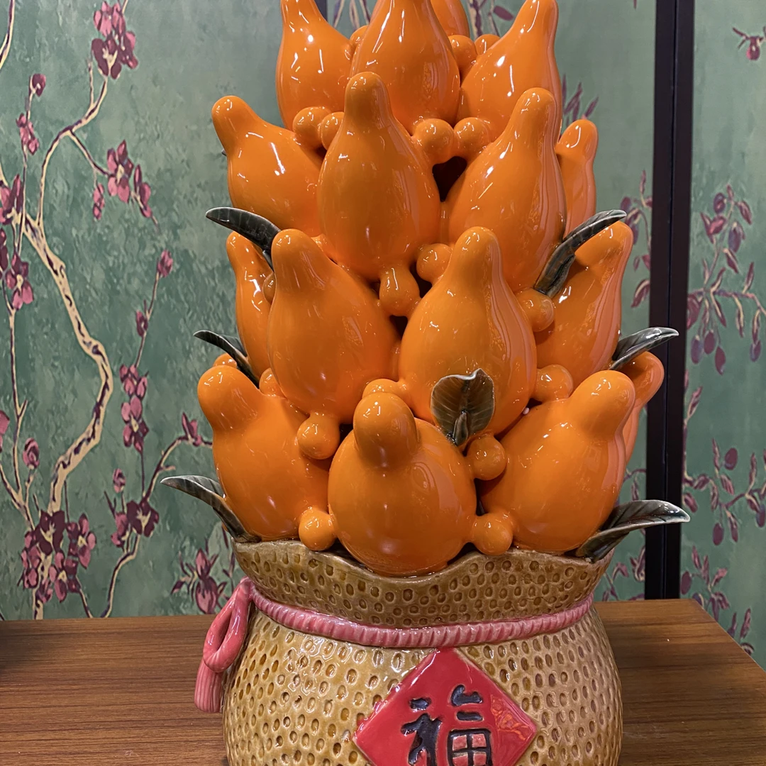 《五代同堂》石湾手工陶瓷家居摆件适合/客厅/玄关/会所/直径25高48