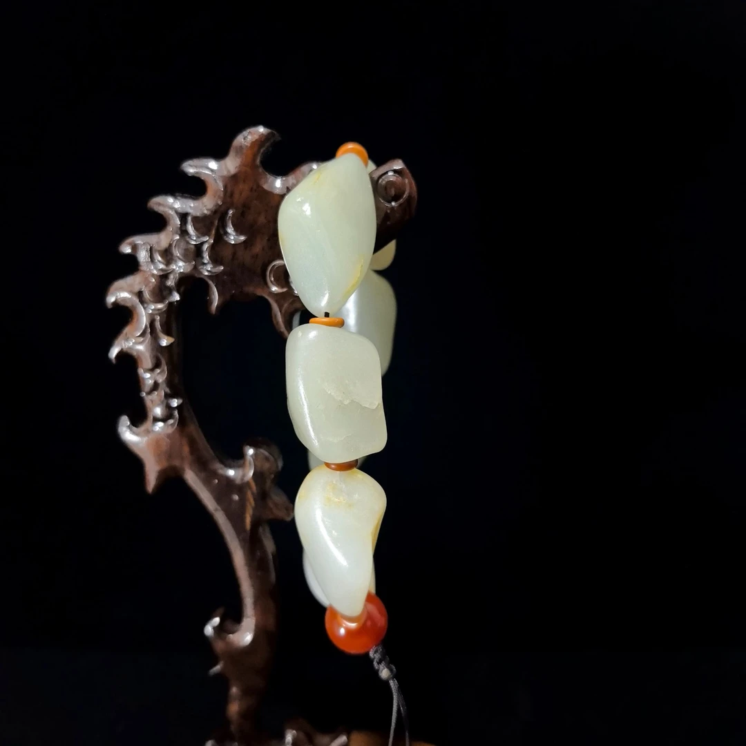 【玖客雅玉】新疆和田玉籽料原石男士手串原籽无修65.4g