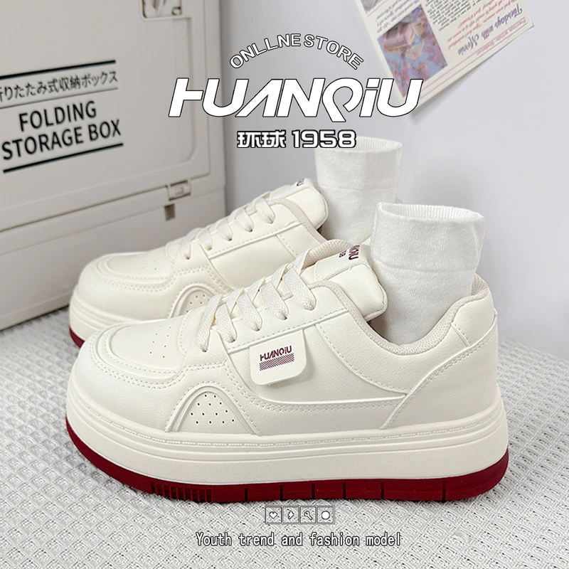环球百搭小白鞋增高显高女鞋2025夏季新款高颜值学生ins休闲板鞋