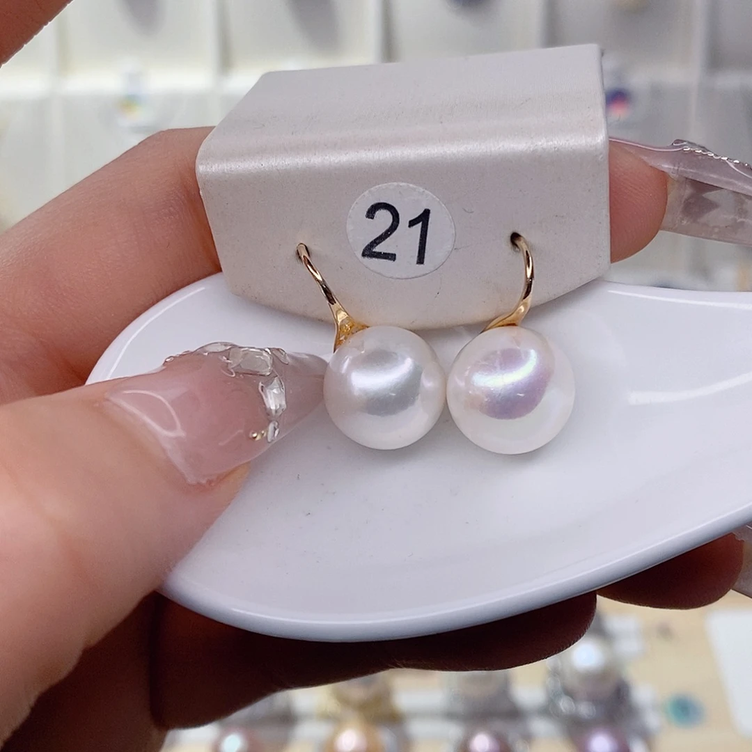 银S925镶嵌淡水珍珠耳饰