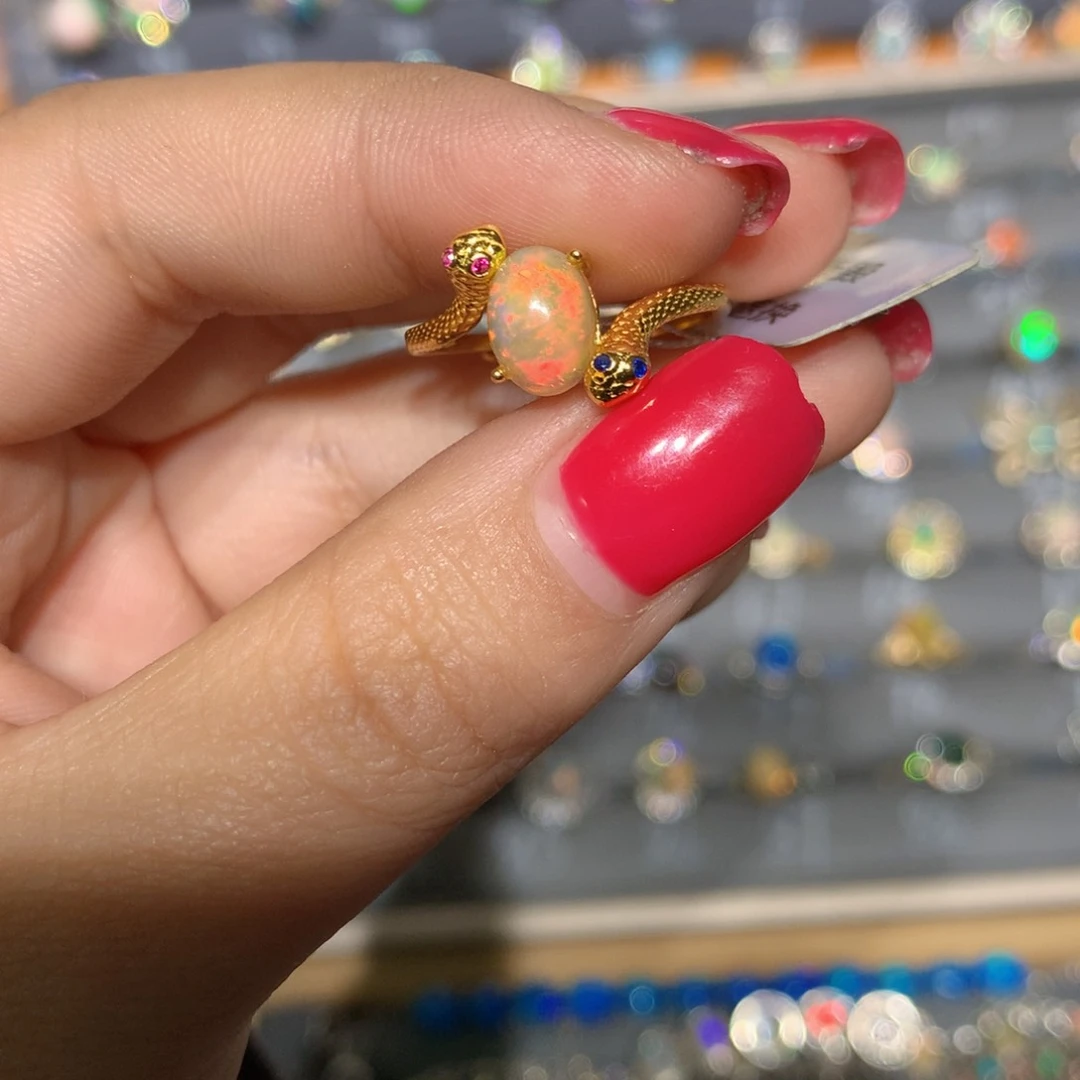 银S925镶嵌欧泊欧泊戒指l