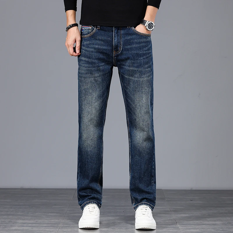 MR.25香港高端牛仔裤男士潮牌黄泥色复古修身小脚秋冬新款长裤