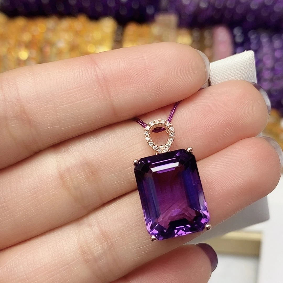 紫晶银S925镶嵌吊坠(赠链)