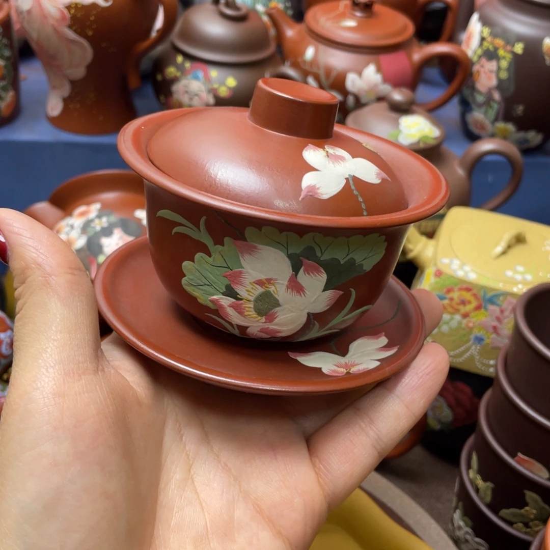 红泥茶杯紫砂主人杯130cc