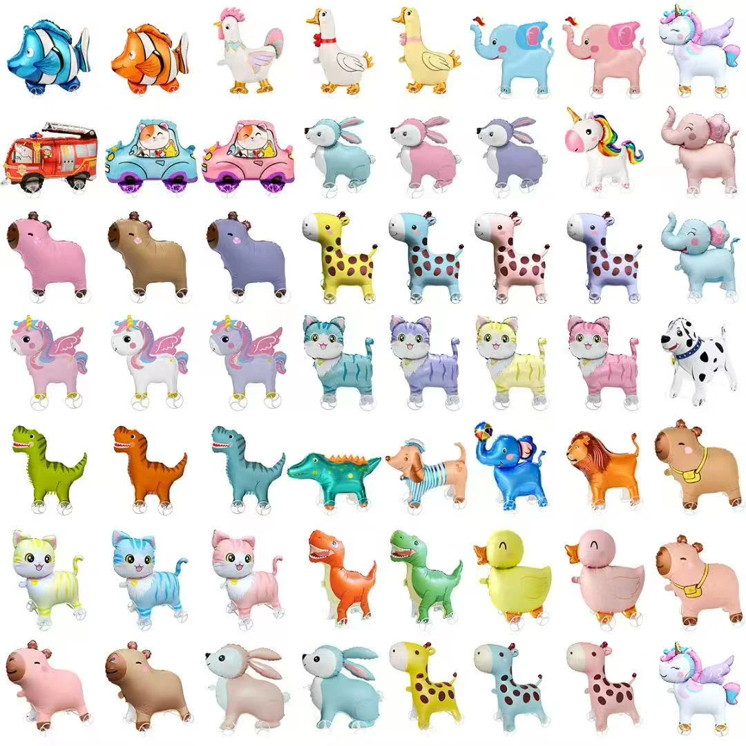 【批发装】加厚尼龙材质带轮走路气球卡通儿童玩具户外国庆假期摆摊