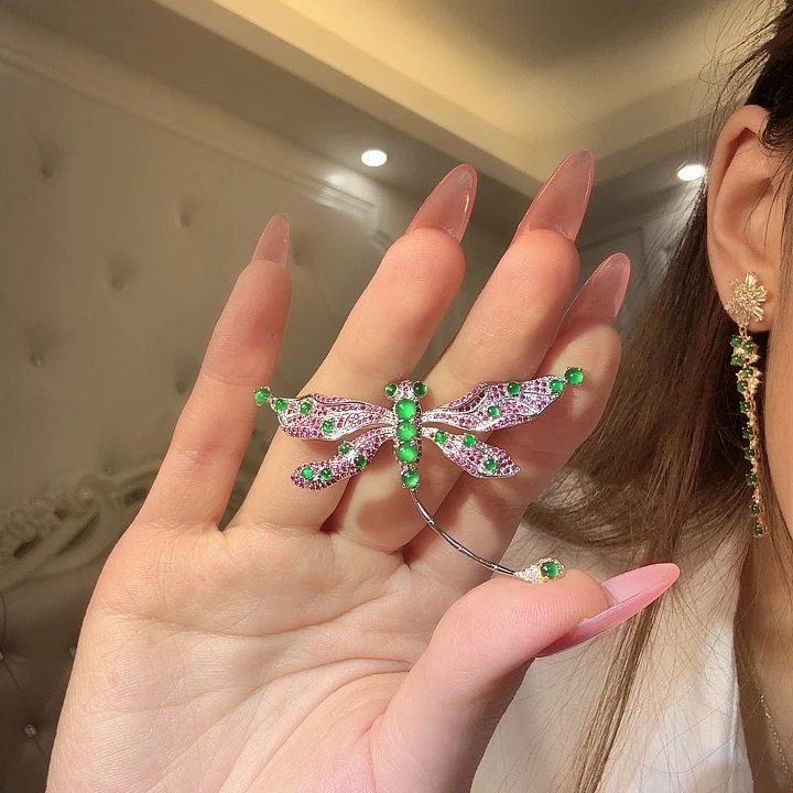 翡翠银S925镶嵌耳饰