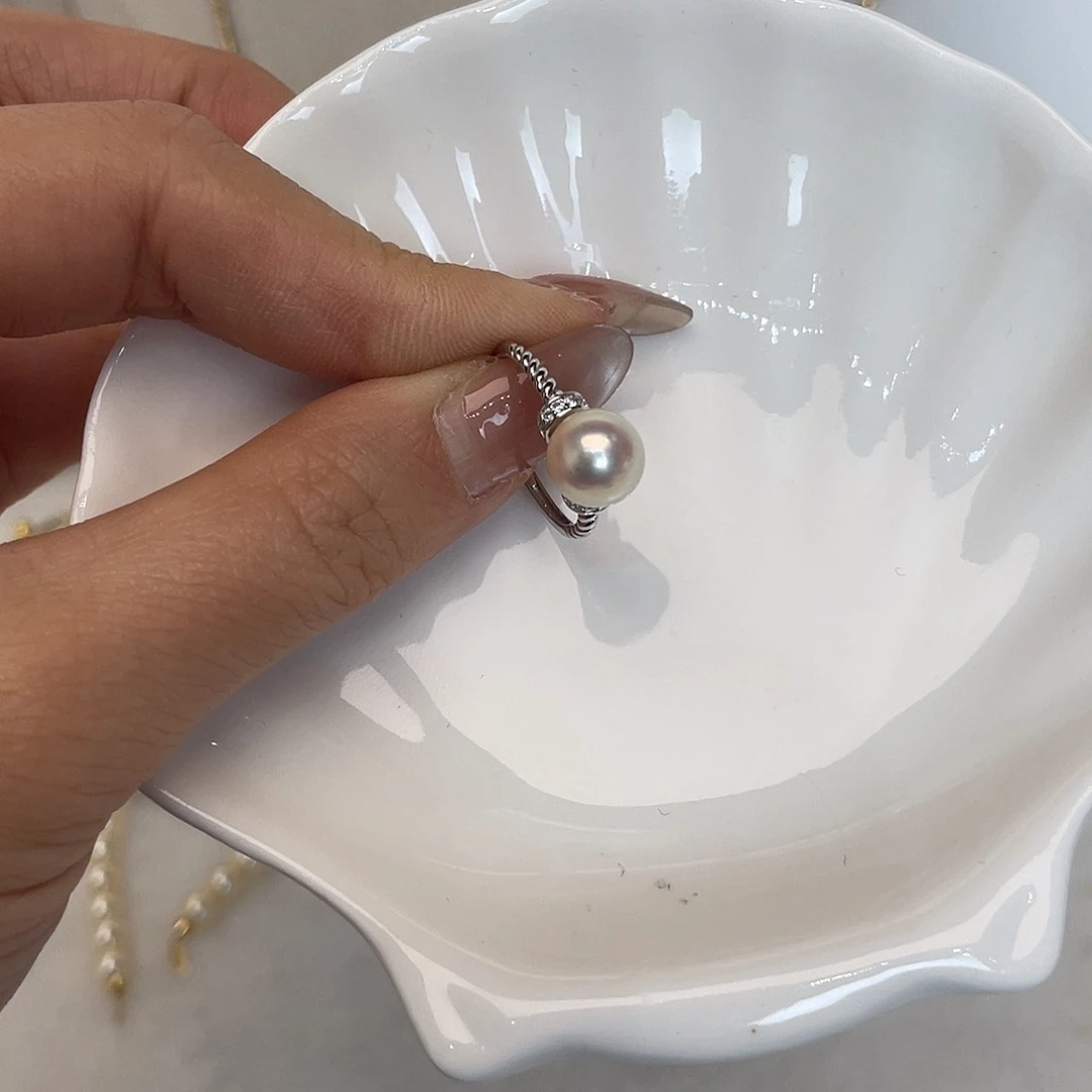 海水珍珠戒指银S925镶嵌