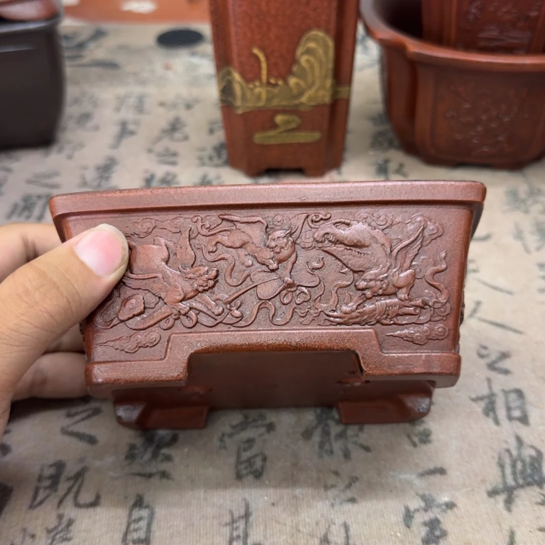 紫砂花盆14x9.5x5.5内经紫砂花盆