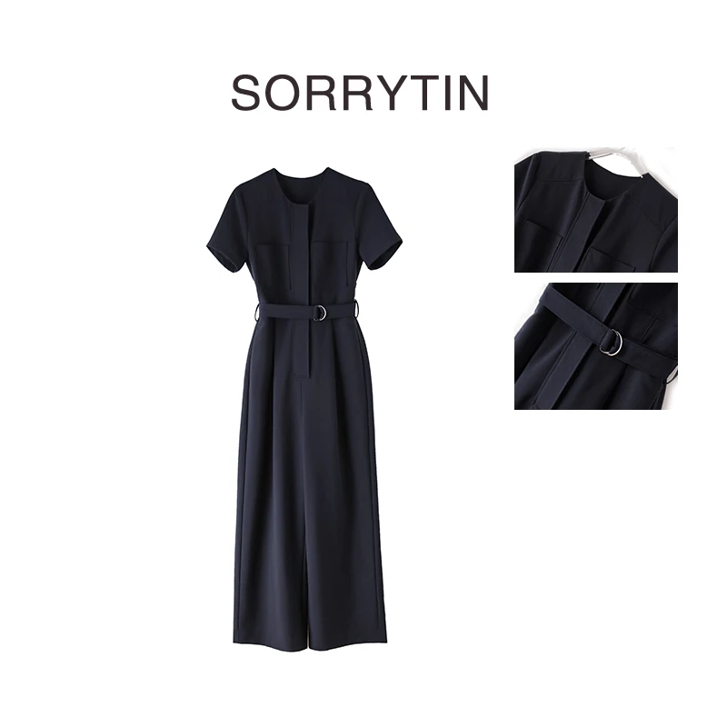 《午夜克莱因》思家高品质 高级欧货 时髦摩登 短袖系带阔腿连体裤