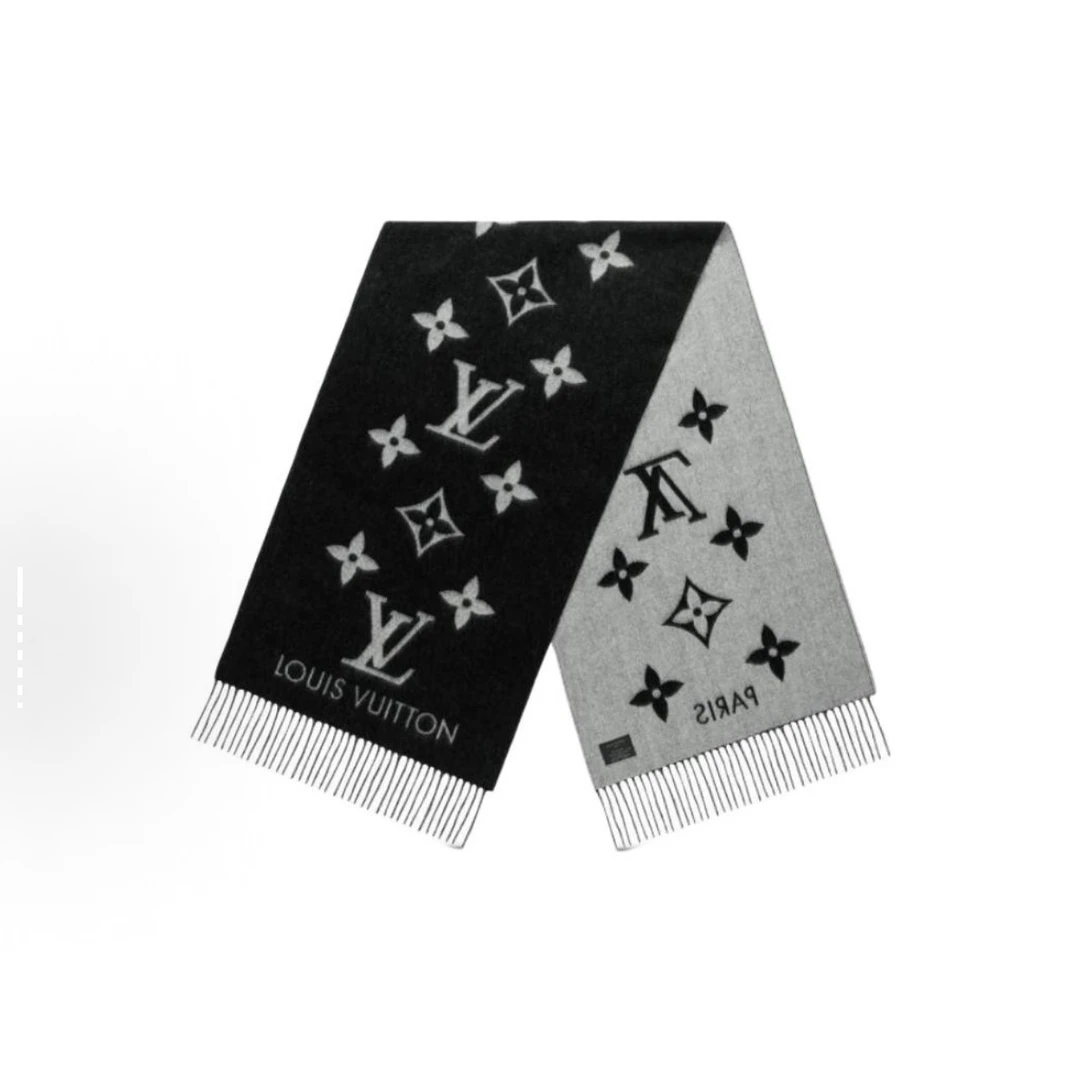 LouisVuitton/路易威登字母保暖时尚 羊绒 绒线围巾棕色米色