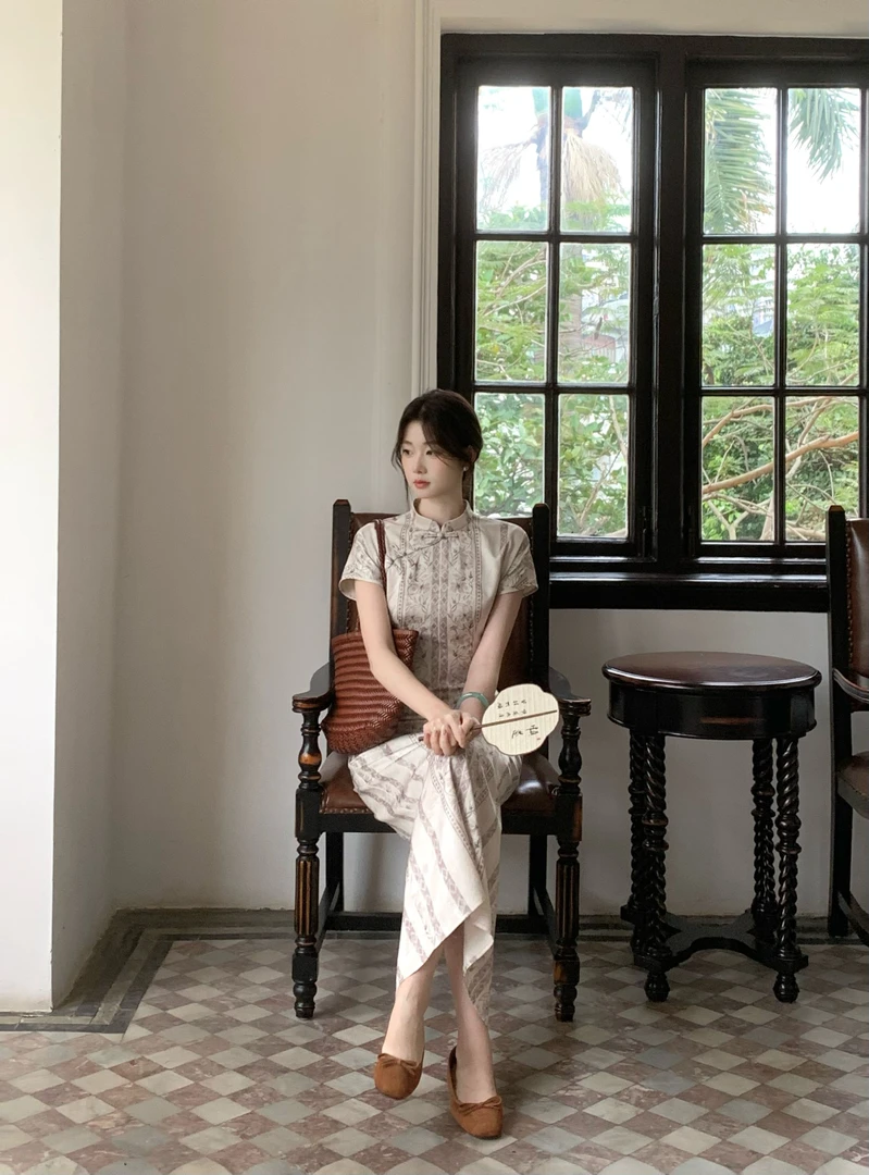 EIA一尧新中式国风【但为君故】复古民国气质旗袍连衣裙雅致显瘦裙