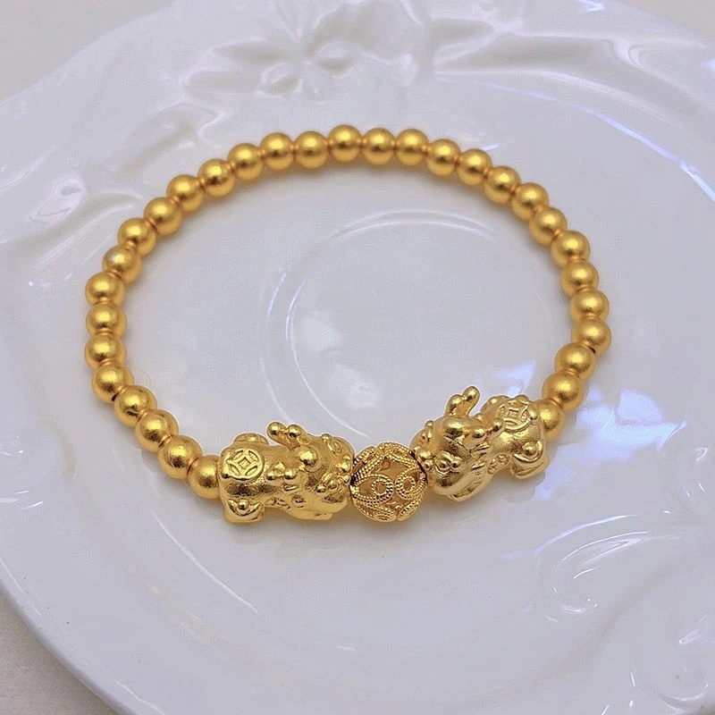 手链 1281-时尚轻奢金色双貔貅手链古法百搭女款