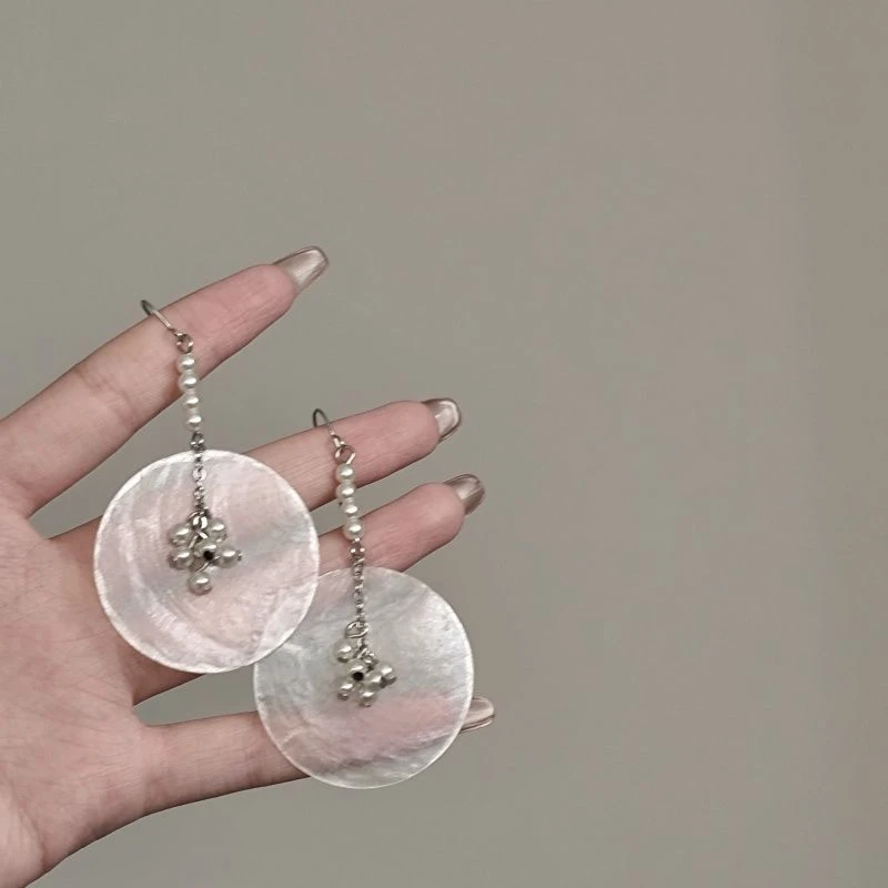 如圆月明~白色大圆环耳环女高级感夸张耳钉海边度假耳饰夏天配饰