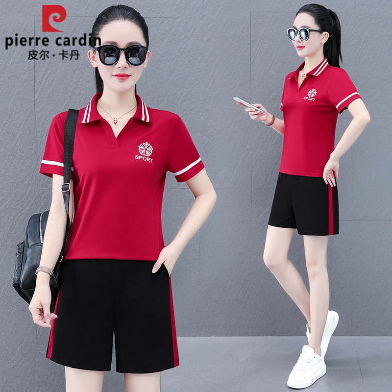 皮尔卡丹2025夏季新款时尚休闲运动套装女时尚短袖薄款减龄两件套