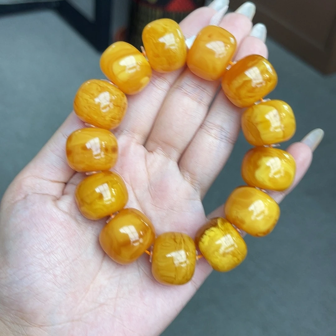 未镶嵌琥珀手链特级妖花丹麦鼓珠20m