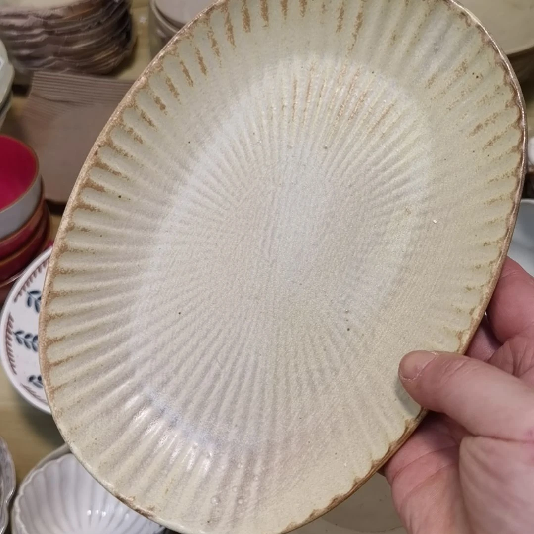 瓷片微瑕粗陶椭圆两个一组