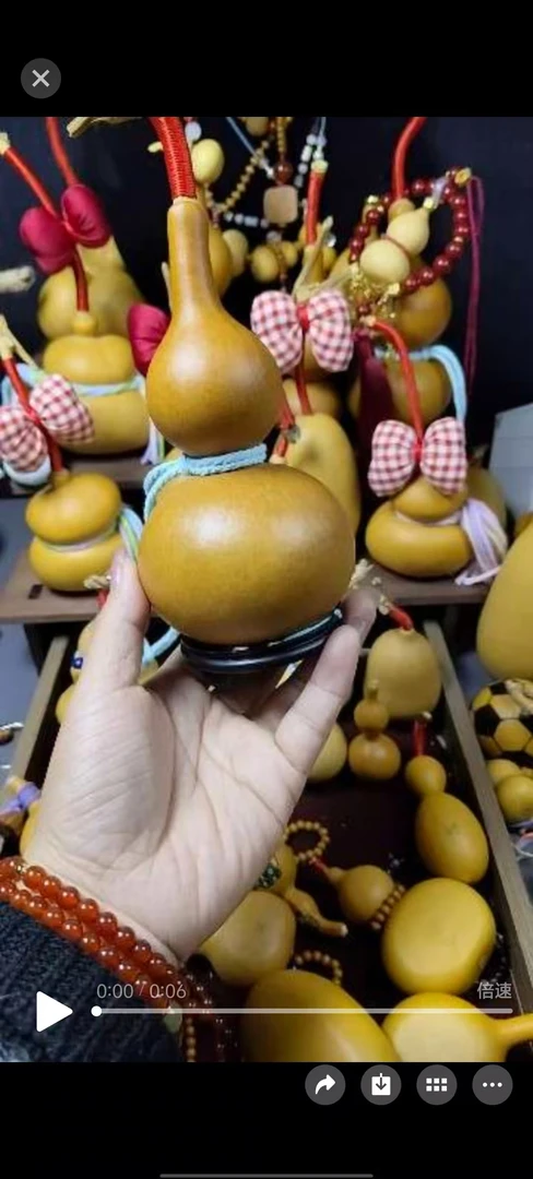 天然包浆带龙头紫皮老葫芦文玩手捻摆件手把件