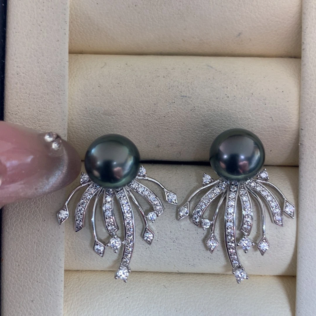 海水珍珠耳饰银S925镶嵌