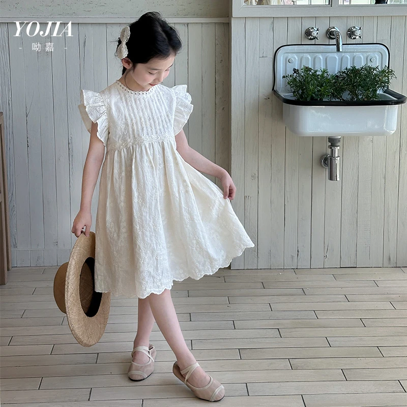 YOJIA【杏花微雨】女童大童连衣裙夏装儿童公主裙洋气女孩裙子夏